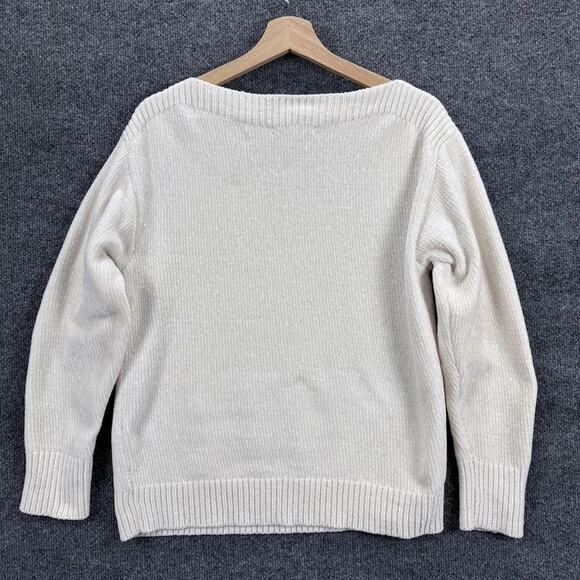 Tommy Bahama Sweater Womens Small Ivory Pullover Soft Solid Knit Polyester Cozy - Picture 3 of 12